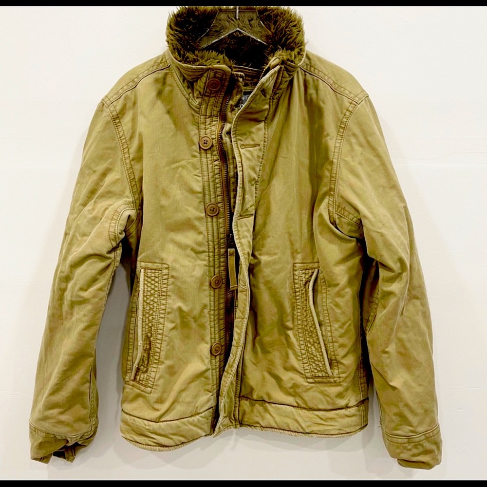 Abercrombie & Fitch Adirondack Faux Fur Lined Jacket Heavyweight Ribbed Cuff M
